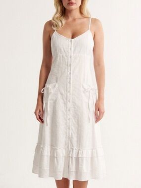 CACHE White Eyelet Button-Front Sundress